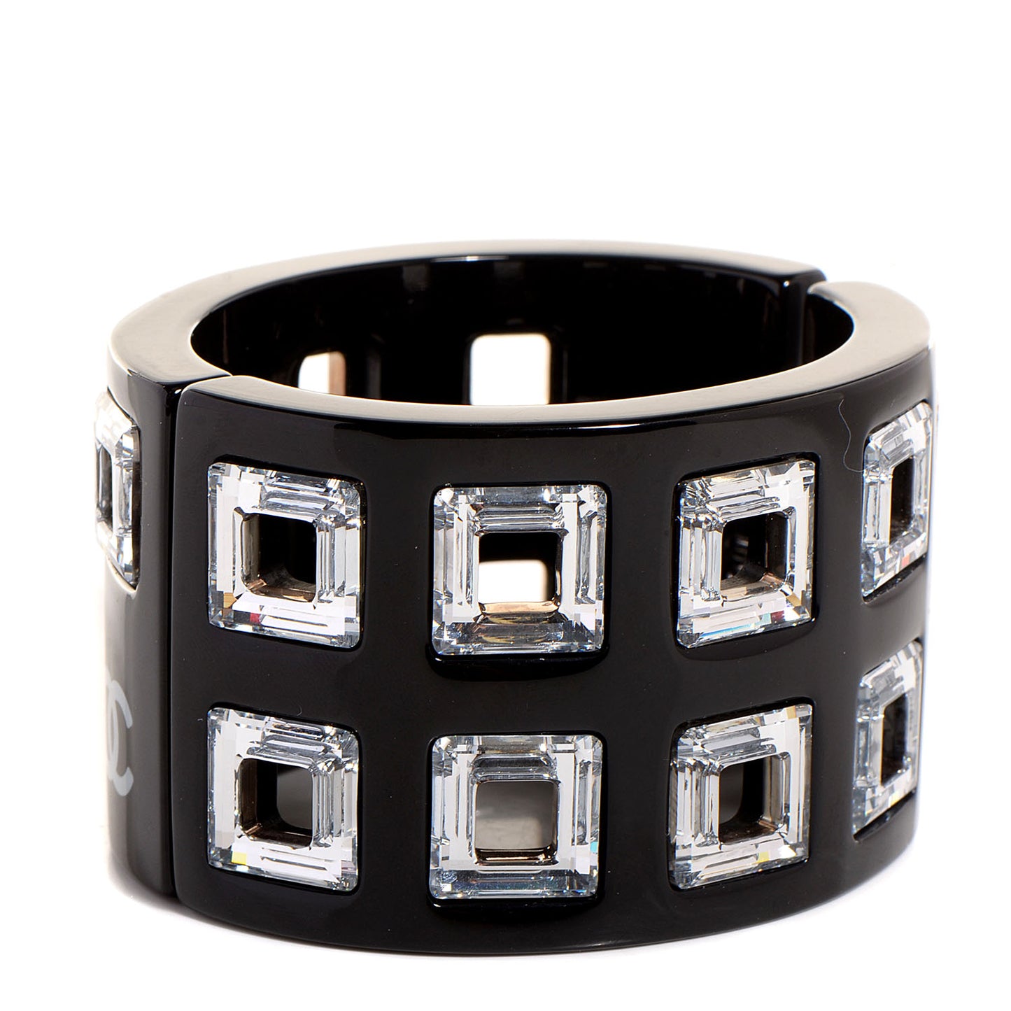 Resin Baguette Crystal CC Cuff Black
