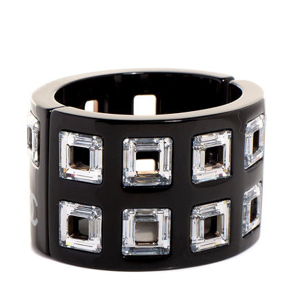 Chanel Resin Baguette Crystal CC Cuff Black 4 of 5