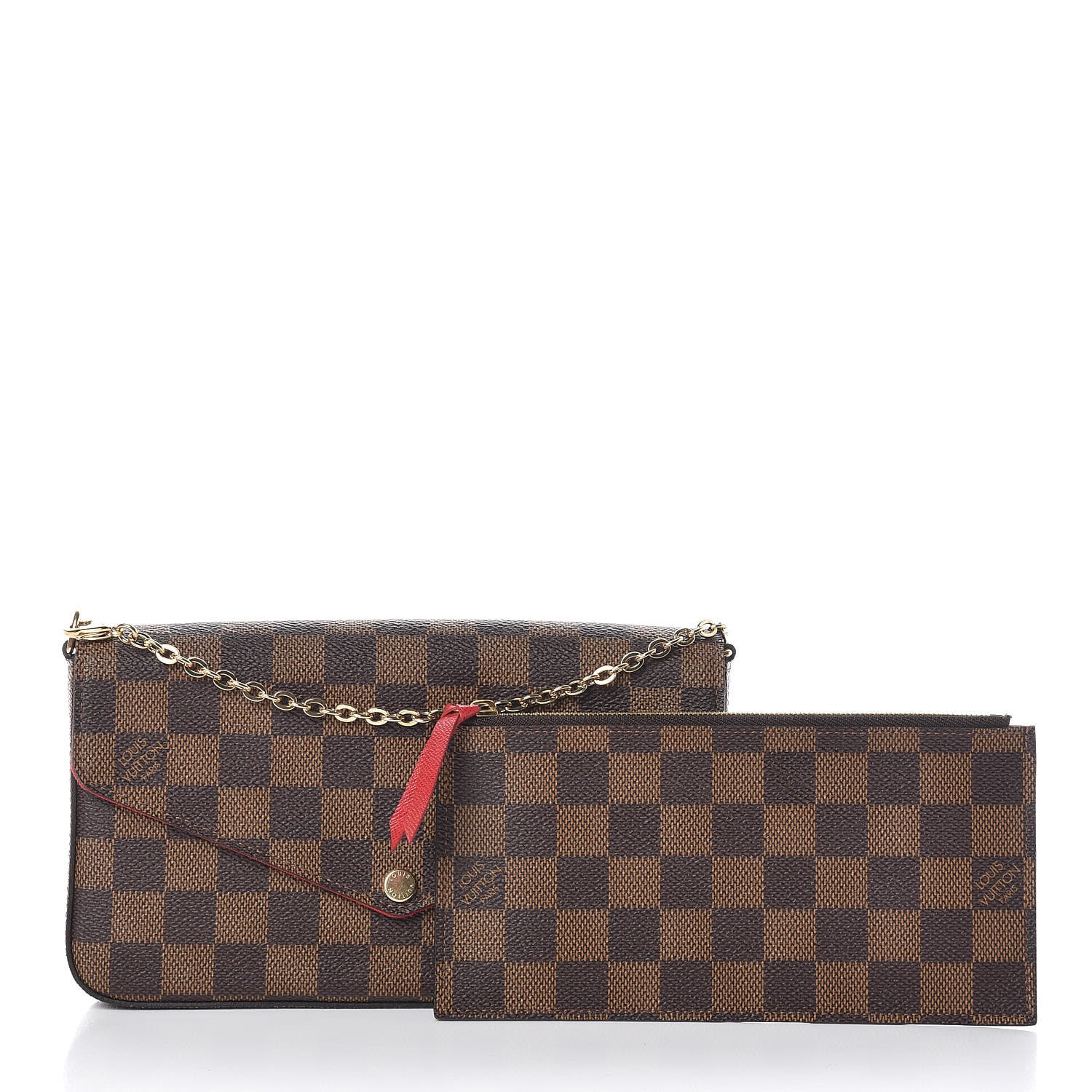 Louis Vuitton Damier Ebene Pochette Felicie Chain Wallet 3 of 10
