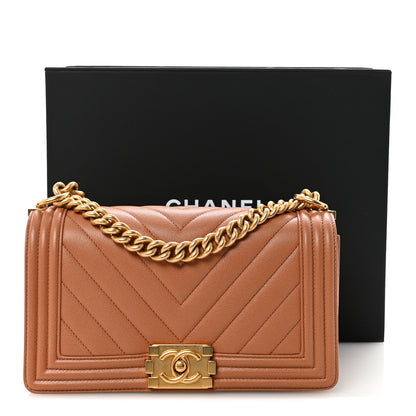 Chanel Caviar Chevron Quilted Medium Boy Flap Brown 11 of 11