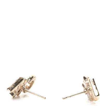 Chanel Crystal Pearl Signature Stud Earrings Gold 3 of 5