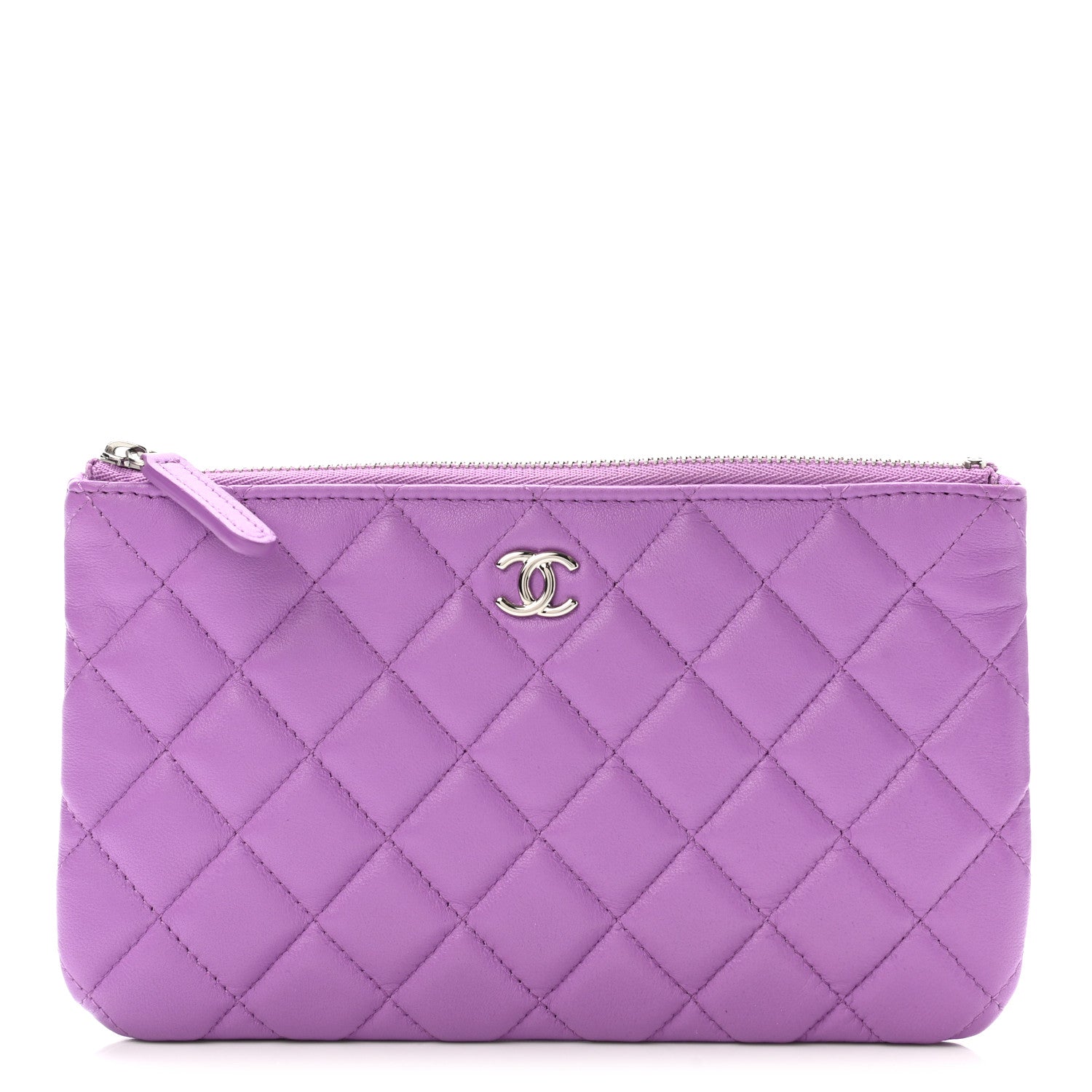 Chanel Lambskin Quilted Zipped Pouch Purple 1 of 8