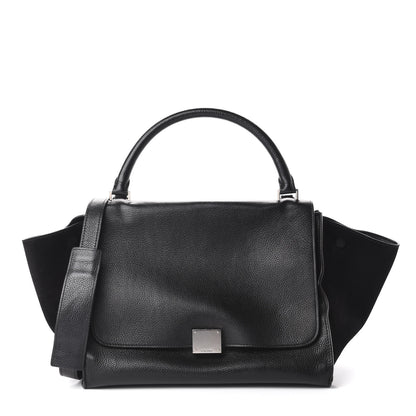 Celine Drummed Calfskin Suede Medium Trapeze Black 1 of 10