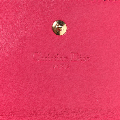 Christian Dior Lambskin Cannage Lady Dior Rendezvous Wallet On Chain Fuchsia 6 of 12