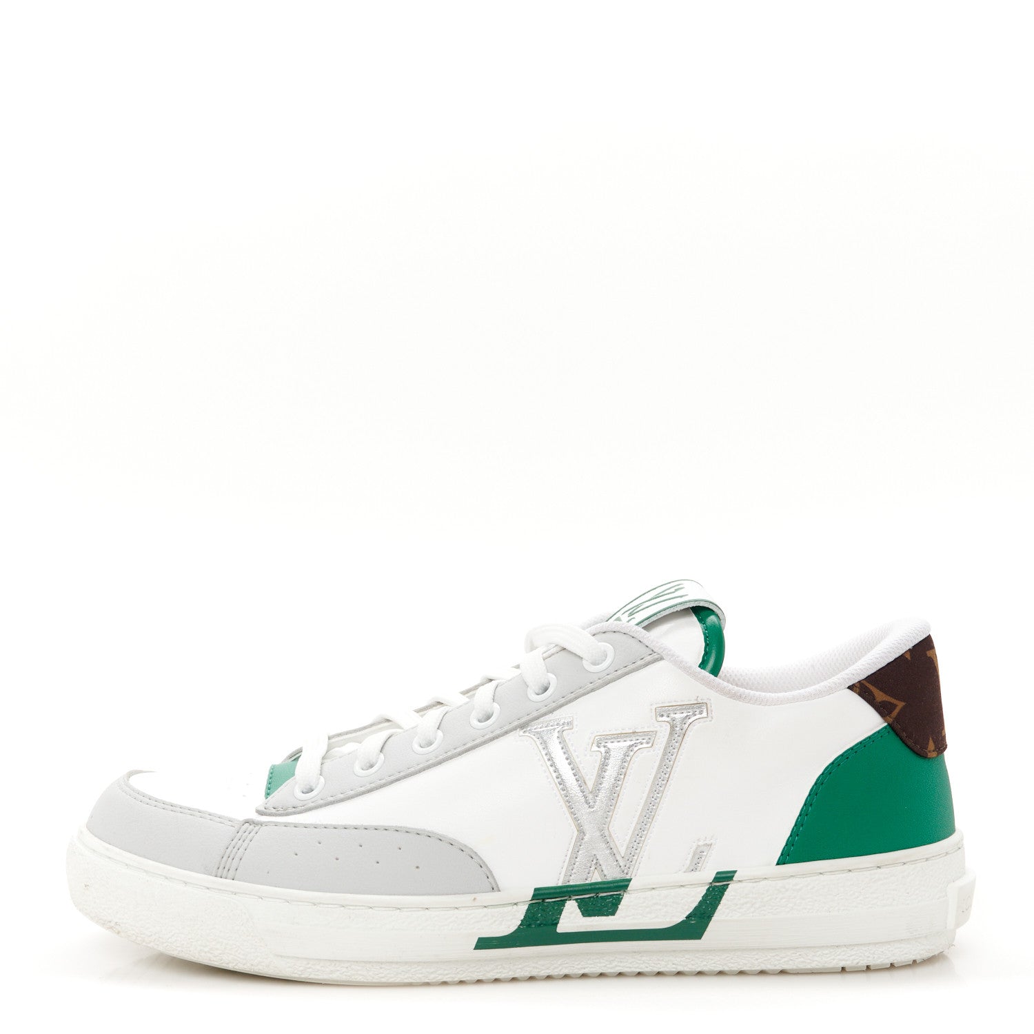 Louis Vuitton Calfskin Monogram Charlie Sneakers 38 White Grey Green 1 of 9