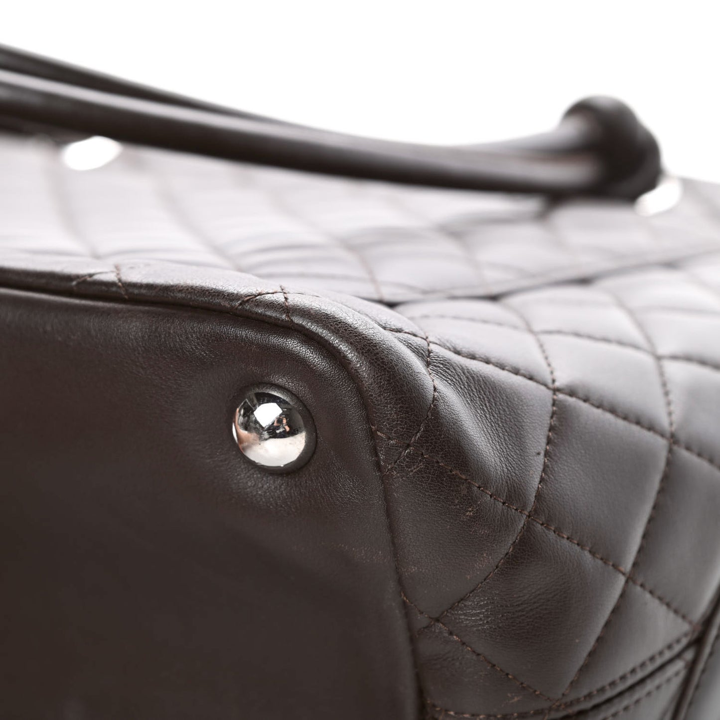 Calfskin Quilted Large Cambon Tote Brown