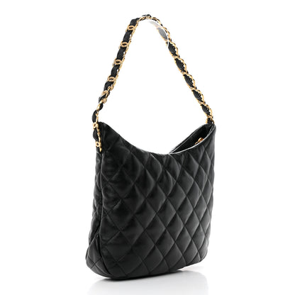 Chanel Lambskin Quilted Large CC Links Hobo Black 3 of 10