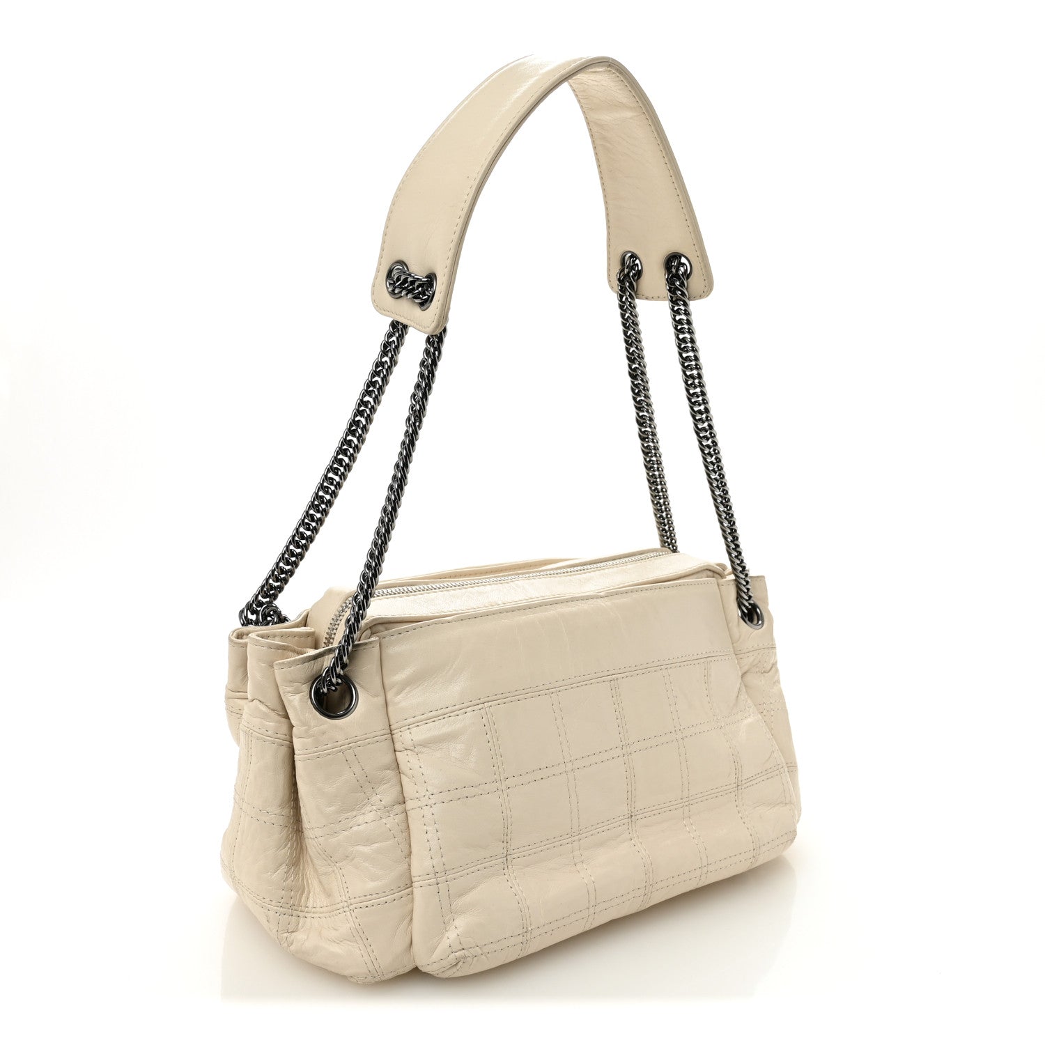 Chanel Lambskin LAX East West Shoulder Bag Ivory 3 of 12