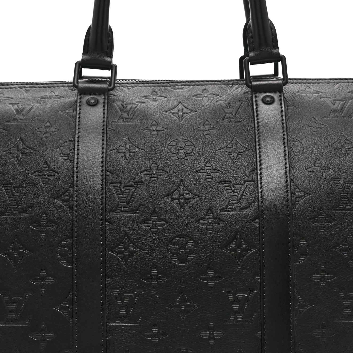Louis Vuitton Calfskin Shadow Monogram Keepall Bandouliere 50 Black 6 of 8