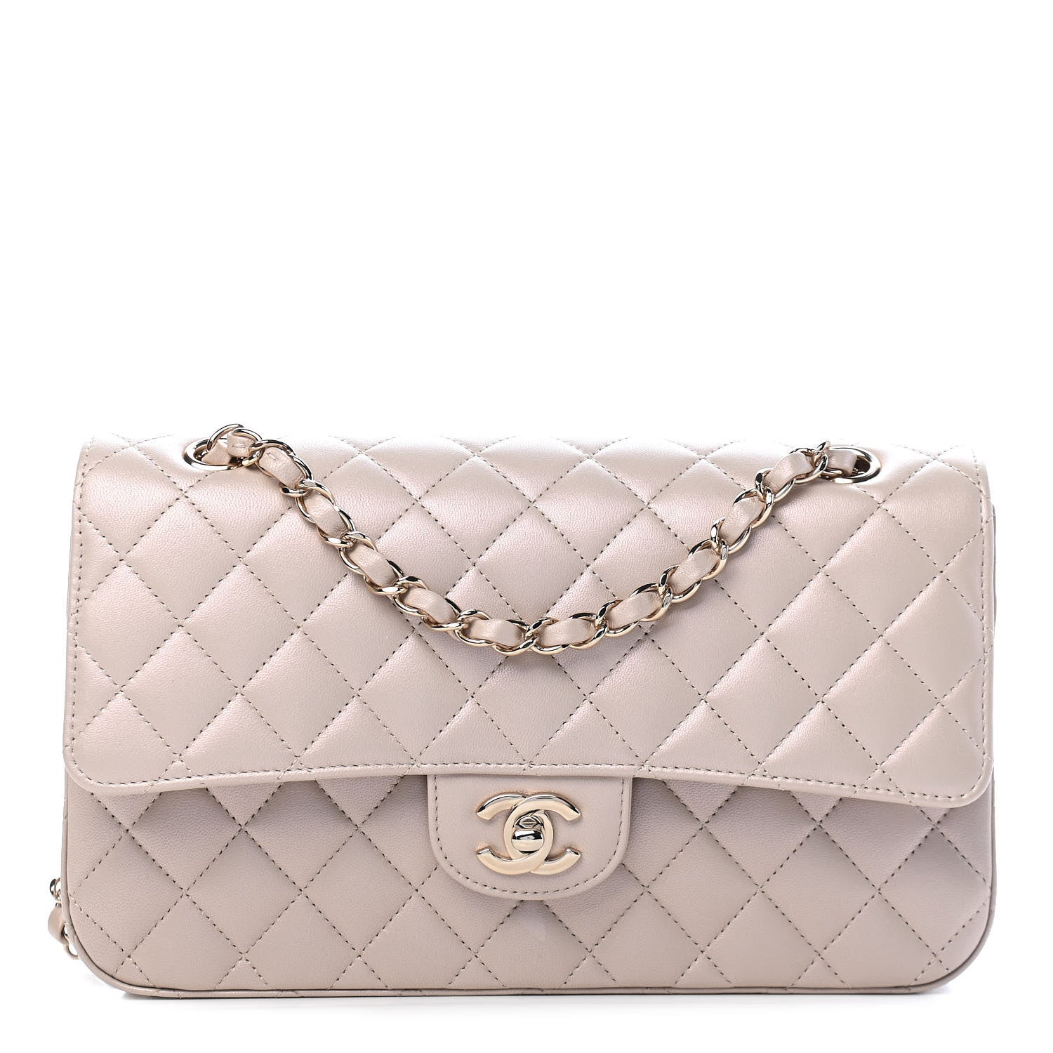 Chanel Iridescent Lambskin Quilted Medium Double Flap Beige 1 of 8
