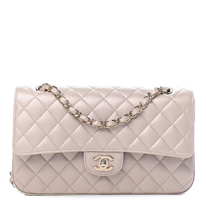 Chanel Iridescent Lambskin Quilted Medium Double Flap Beige 1 of 8