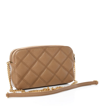 Saint Laurent Grained Lambskin Quilted Mini Becky Double Zip Bag Dark Beige 3 of 11