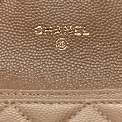 Chanel Caviar Quilted Flap Card Holder Wallet Dark Beige 6 of 9