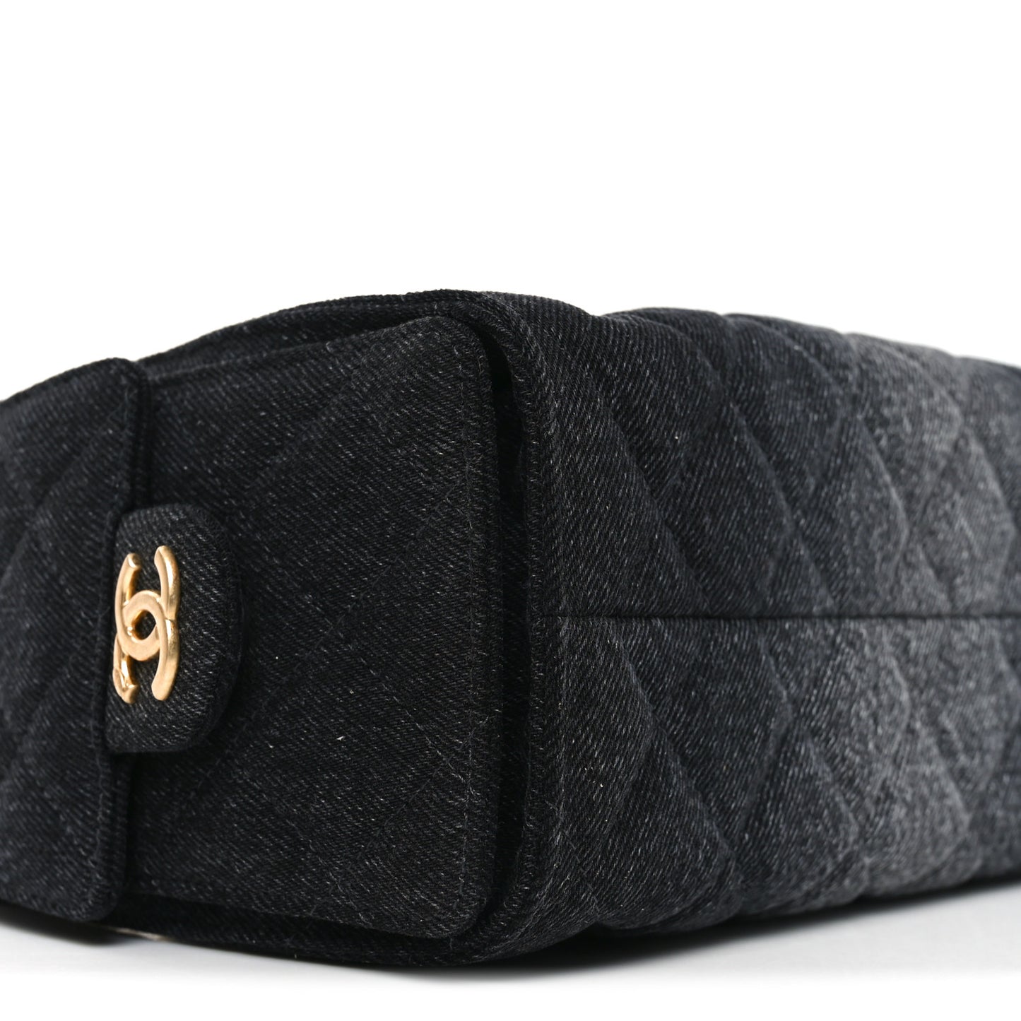 Washed Denim Quilted Mini Chanel 25 Handbag Black