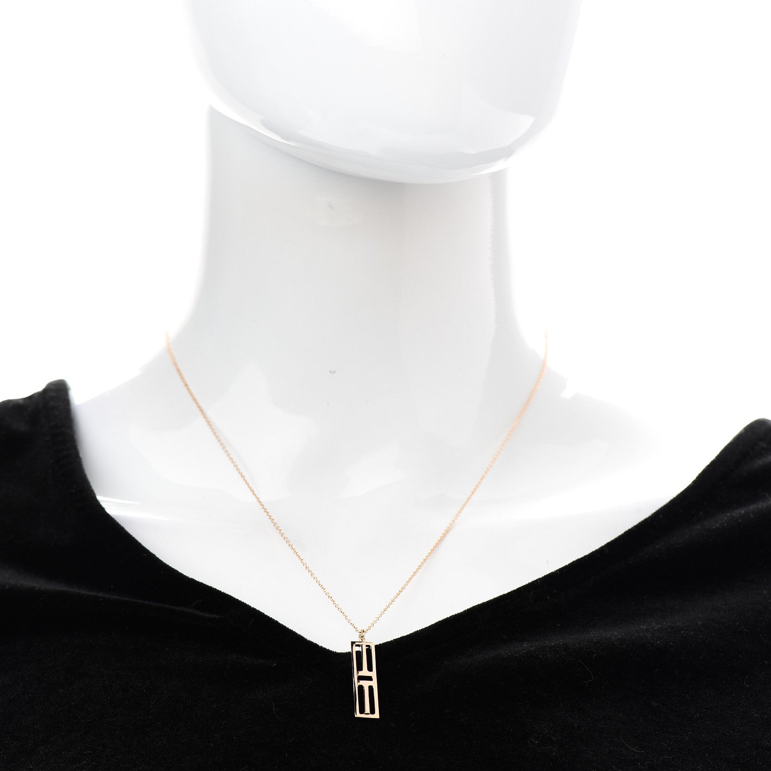 Tiffany 18K Rose Gold T Open Vertical Bar Pendant Necklace 2 of 6
