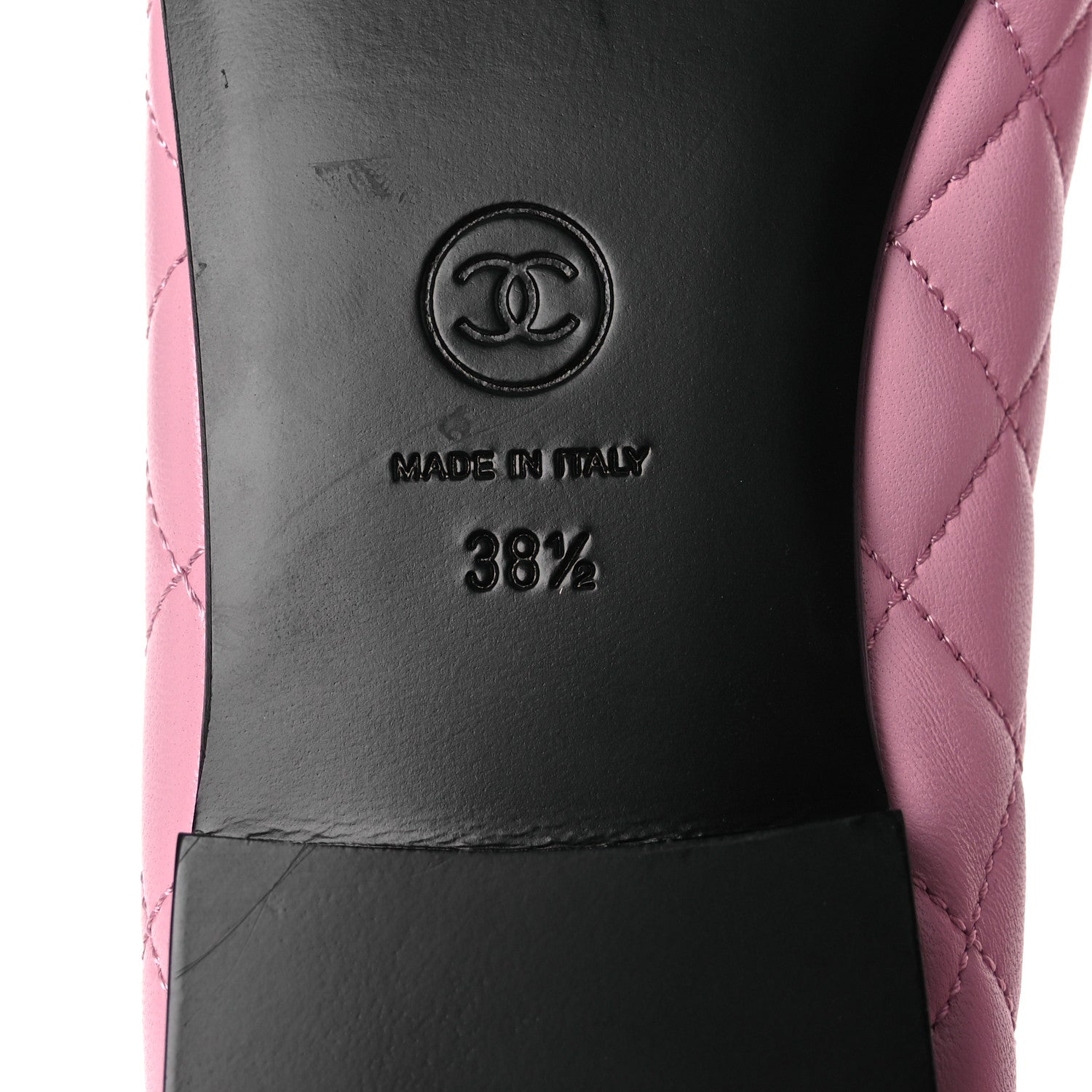 Chanel Lambskin Quilted CC Cap Toe Ballerina Flats 38.5 Pink Black 8 of 12