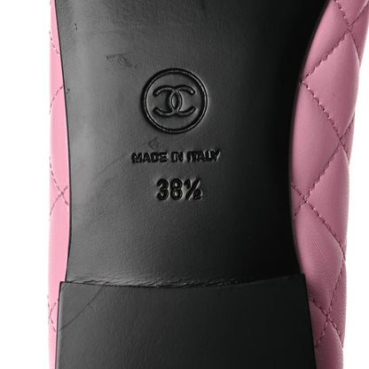 Chanel Lambskin Quilted CC Cap Toe Ballerina Flats 38.5 Pink Black 8 of 12