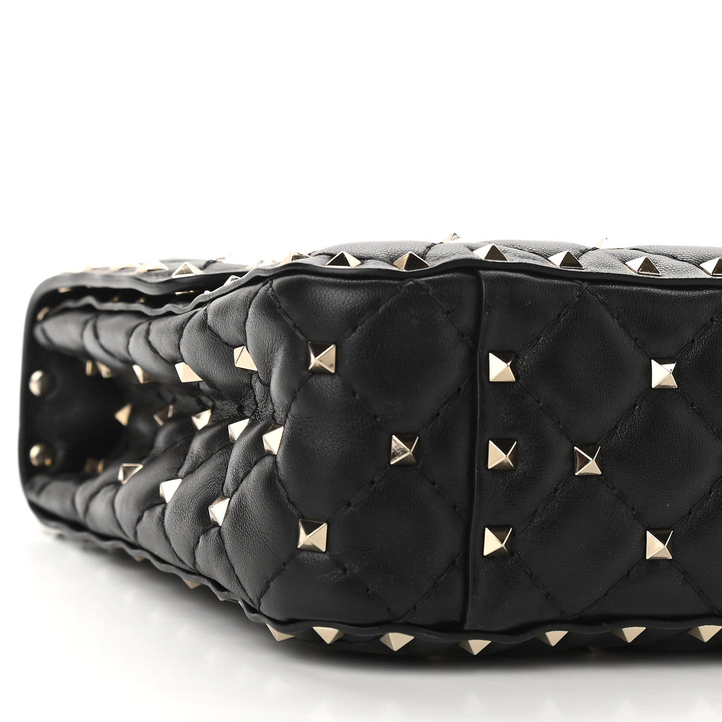Lambskin Medium Rockstud Spike Shoulder Bag Black