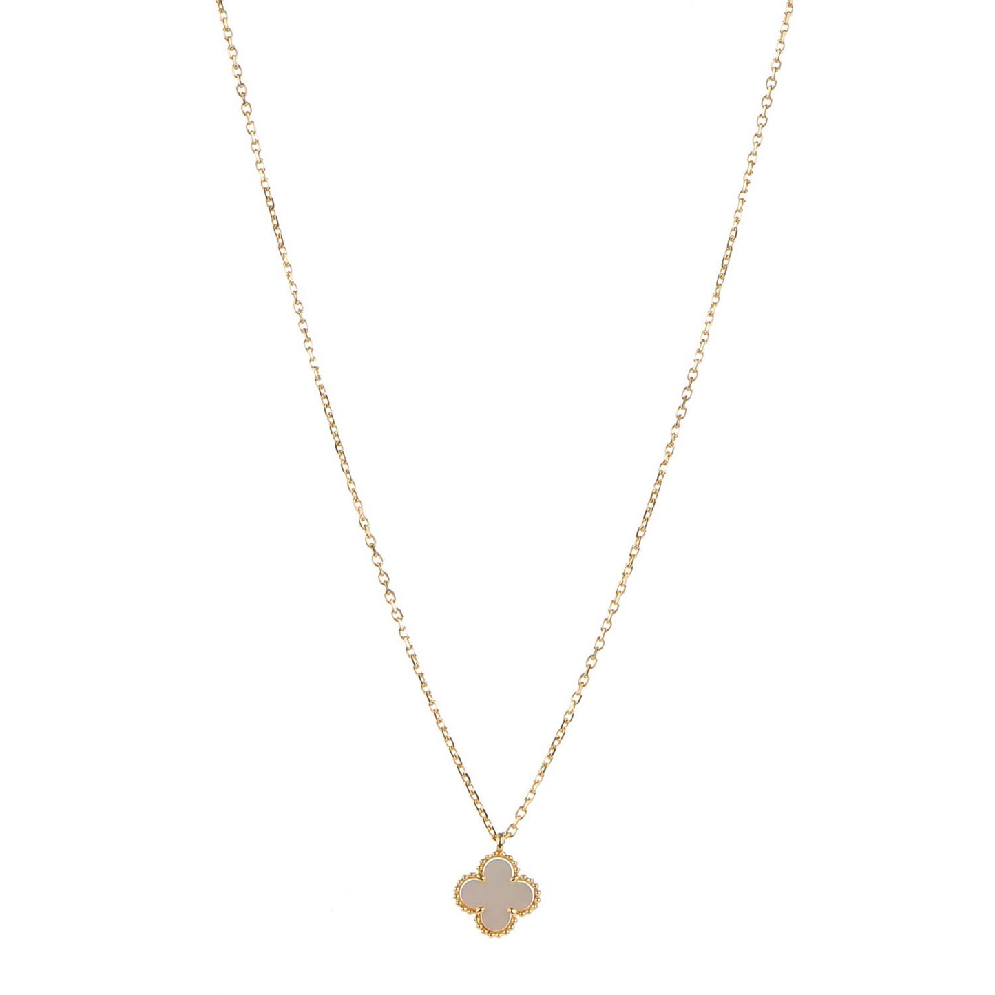 18K Yellow Gold Mother of Pearl Sweet Alhambra Pendant Necklace
