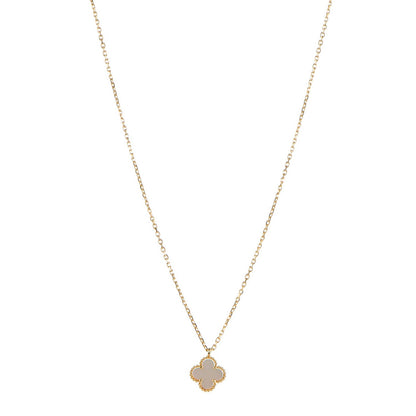 Van Cleef & Arpels 18K Yellow Gold Mother of Pearl Sweet Alhambra Pendant Necklace 1 of 7
