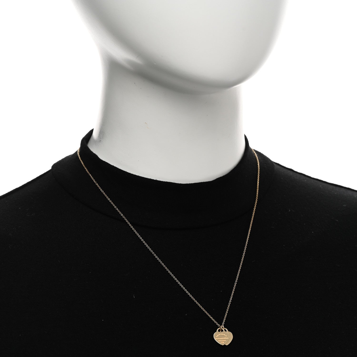Tiffany 18K Yellow Gold Return to Tiffany Mini Double Heart Tag Pendant Necklace 2 of 5