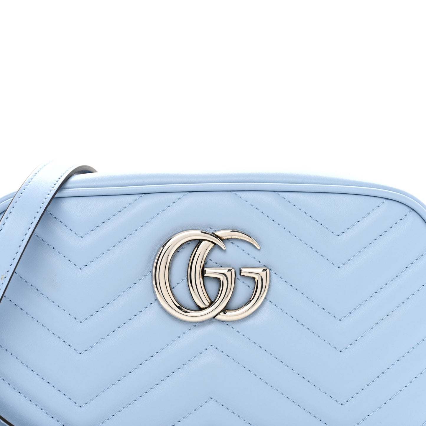 Calfskin Matelasse Small GG Marmont Chain Shoulder Bag Porcelain Light Blue