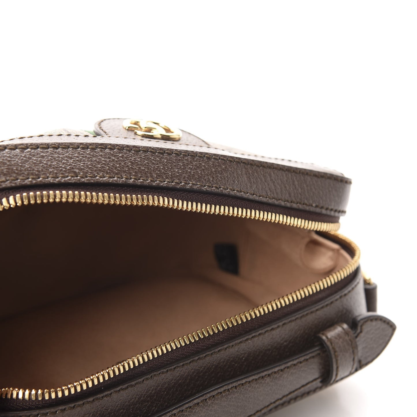 GG Supreme Monogram Mini Ophidia Top Handle Shoulder Bag Brown