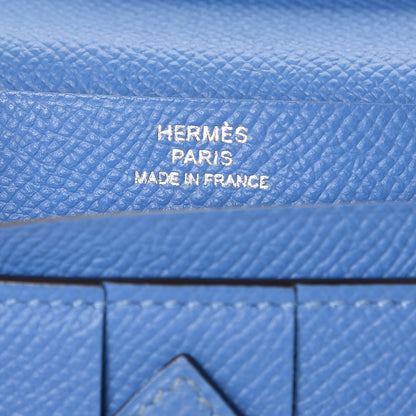 Hermes Epsom Bicolor Bearn Gusset Wallet Orange Poppy Bleu Paradis 8 of 10