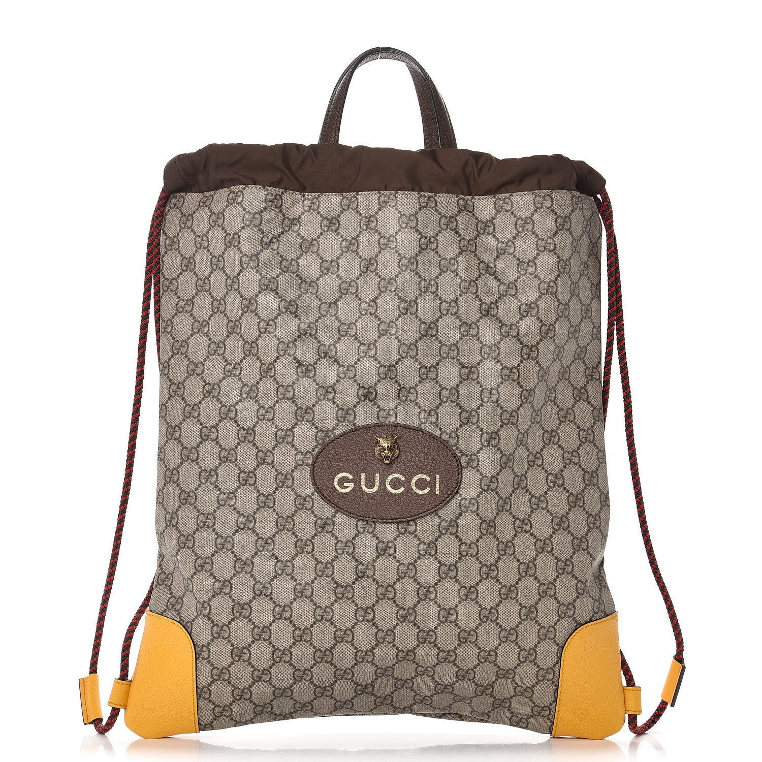 Gucci GG Supreme Monogram Neo Vintage Drawstring Backpack Beige New Acero Crop 1 of 6