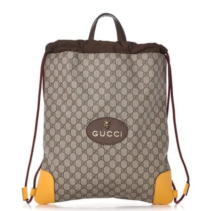 Gucci GG Supreme Monogram Neo Vintage Drawstring Backpack Beige New Acero Crop 1 of 6