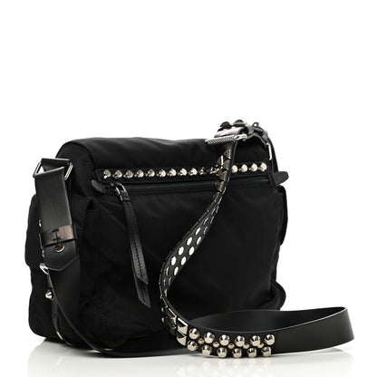 Prada Nylon New Vela Studded Messenger Black 3 of 13
