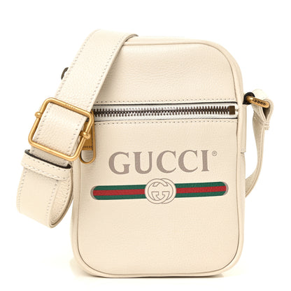 Gucci Grained Calfskin Mini Logo Messenger Bag White 1 of 11