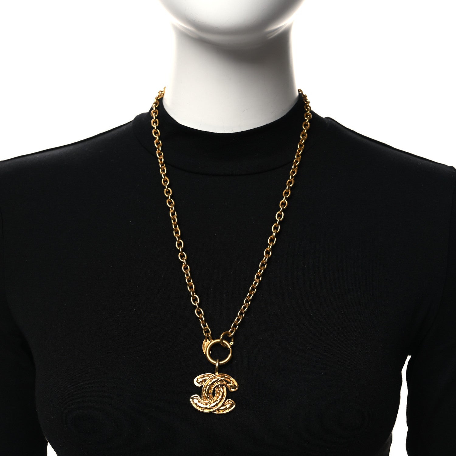 Chanel Metal Quilted CC Pendant Chain Necklace Gold 2 of 4