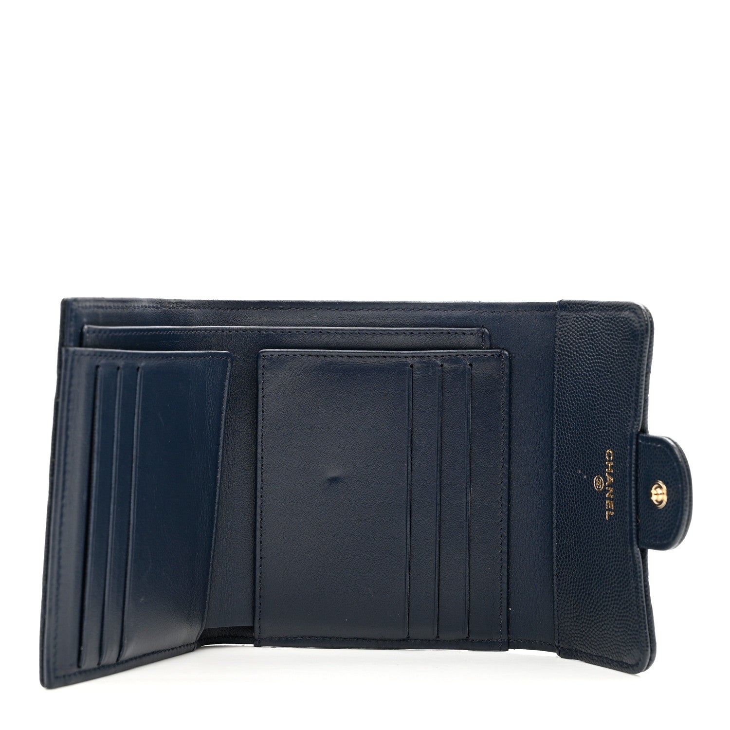 Chanel Caviar Quilted Compact Flap Wallet Navy 5 of 8