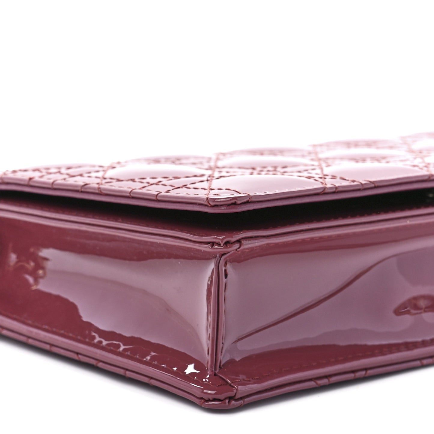 Patent Cannage Lady Dior Convertible Clutch Mallow Rose