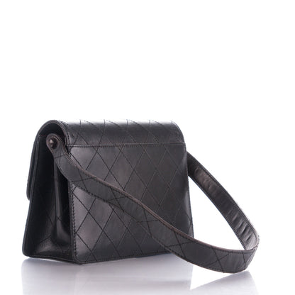 Chanel Calfskin Stitched Shoulder Bag Black 3 of 9