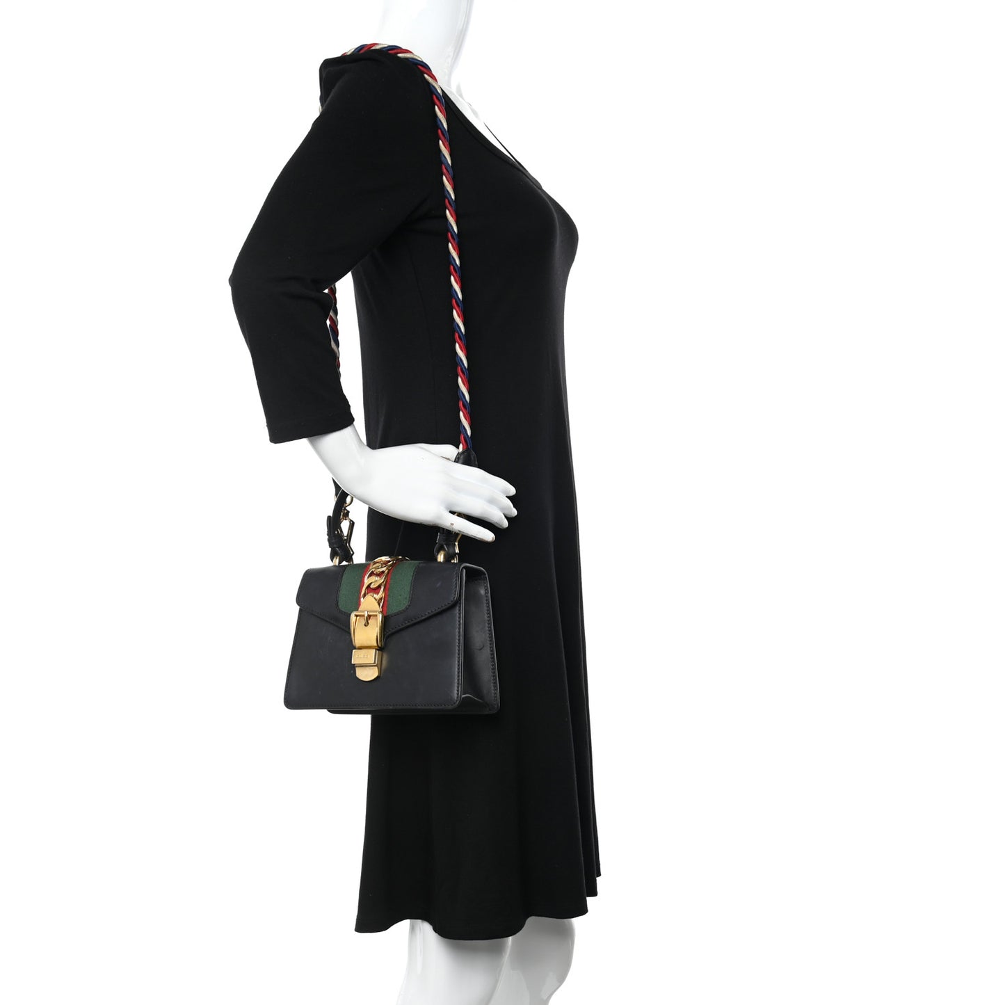 Calfskin Mini Sylvie Top Handle Bag Black