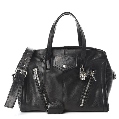Alexander McQueen Calfskin Padlock Zip Around Biker Satchel Black 1 of 11