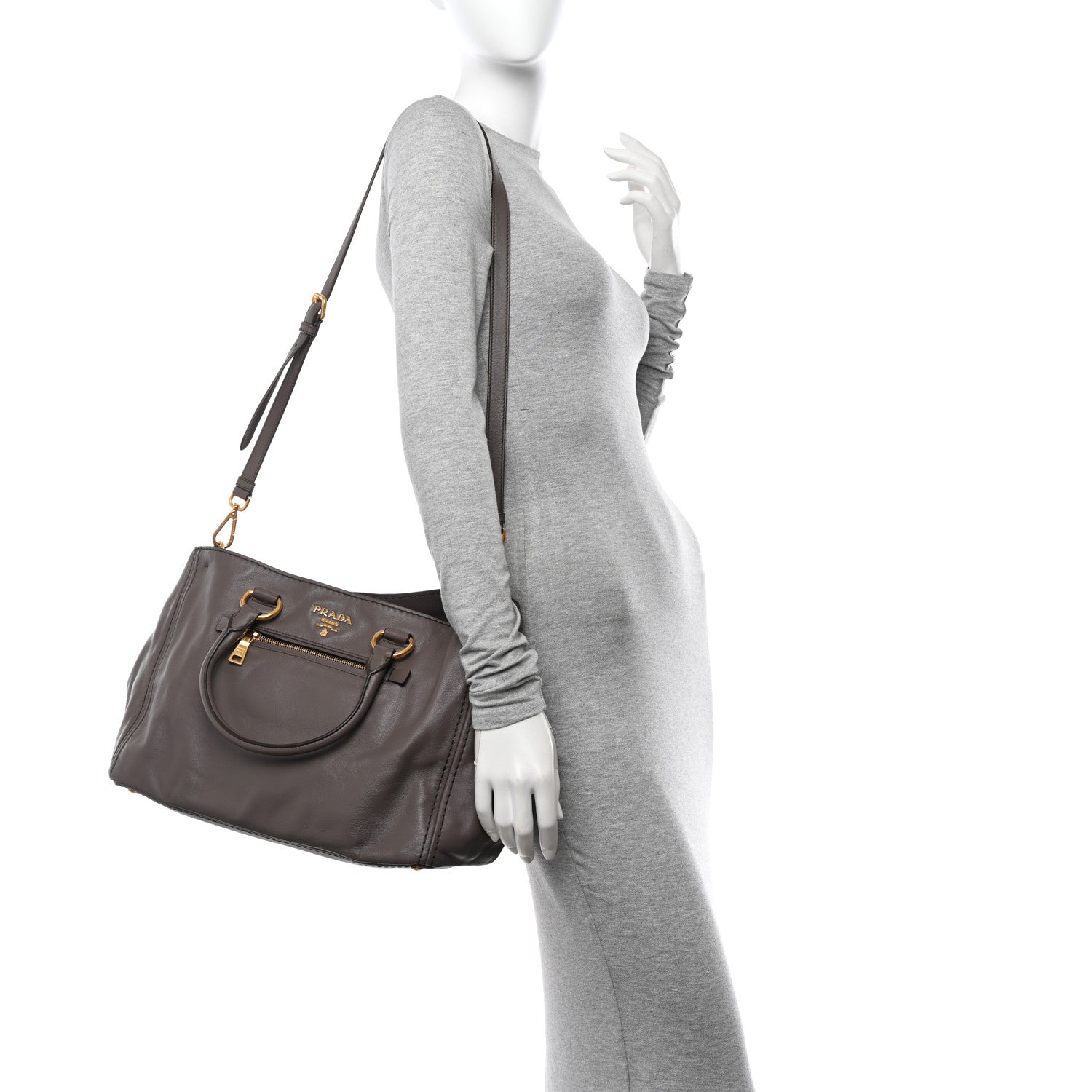 Prada Soft Calfskin Shopping Tote Bambu 2 of 14