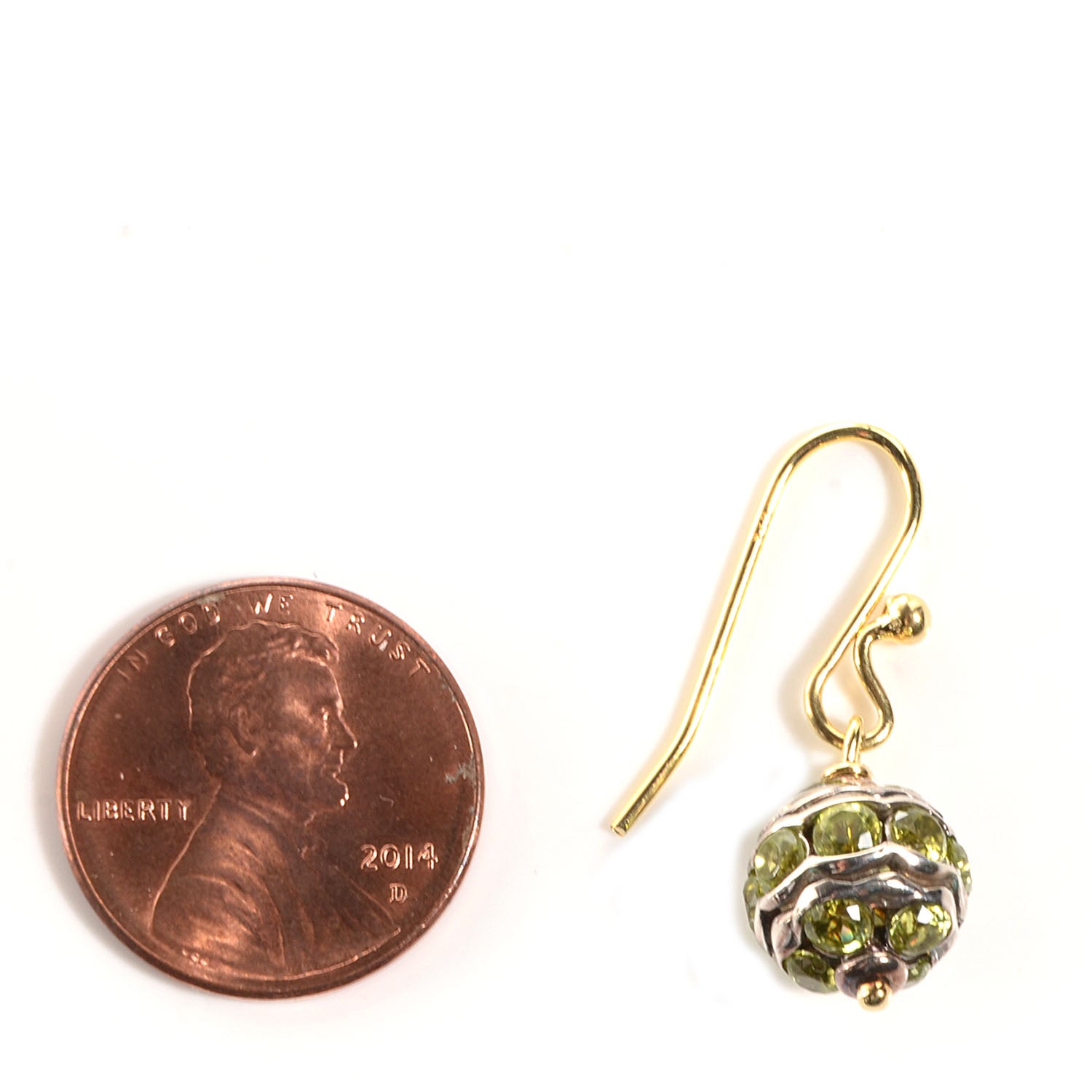 David Yurman 18k Gold 10mm Peridot Drop Earrings 2 of 6