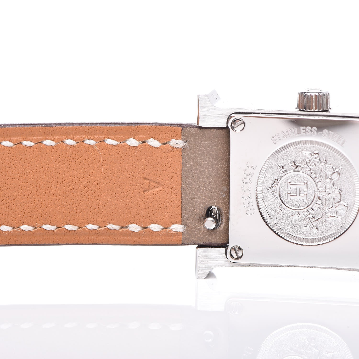 Hermes Stainless Steel Swift 17.2mm Heure H Hour Double Tour Quartz Watch Etoupe 7 of 8