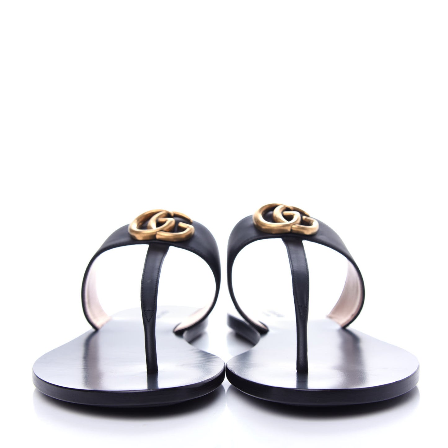 Calfskin GG Marmont Thong Sandals 38.5 Black