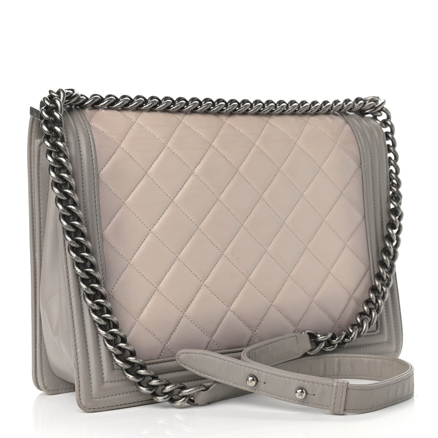 Calfskin Ombre Quilted Large Boy Flap Grey Beige