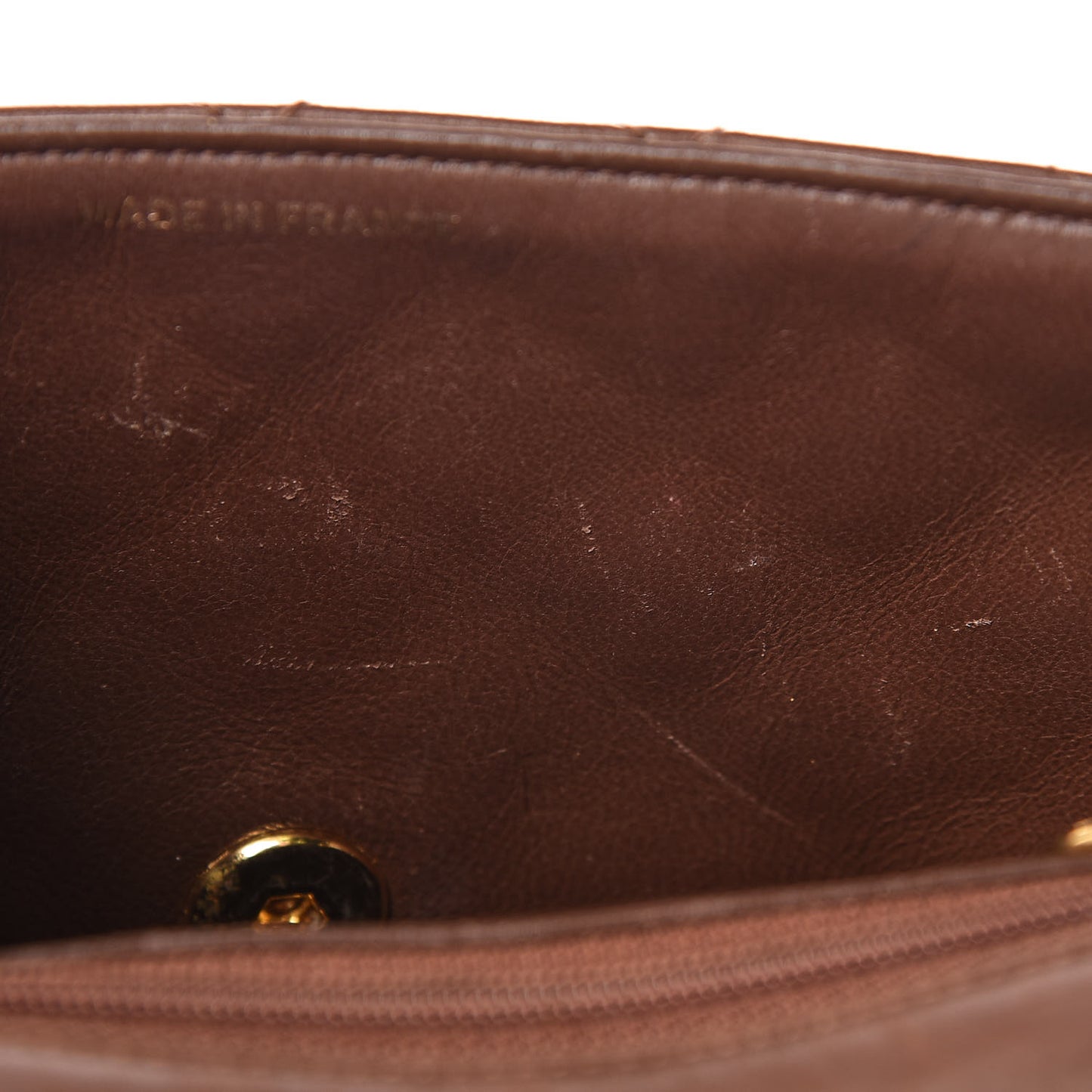 Lambskin Quilted Mini Square Flap Brown