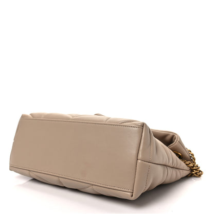Saint Laurent Lambskin Quilted Small Loulou Puffer Monogram Chain Satchel Dark Beige 7 of 7
