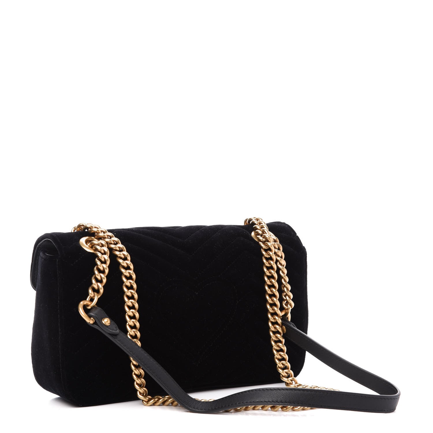 Gucci Velvet Matelasse Small GG Marmont Shoulder Bag Black 3 of 11