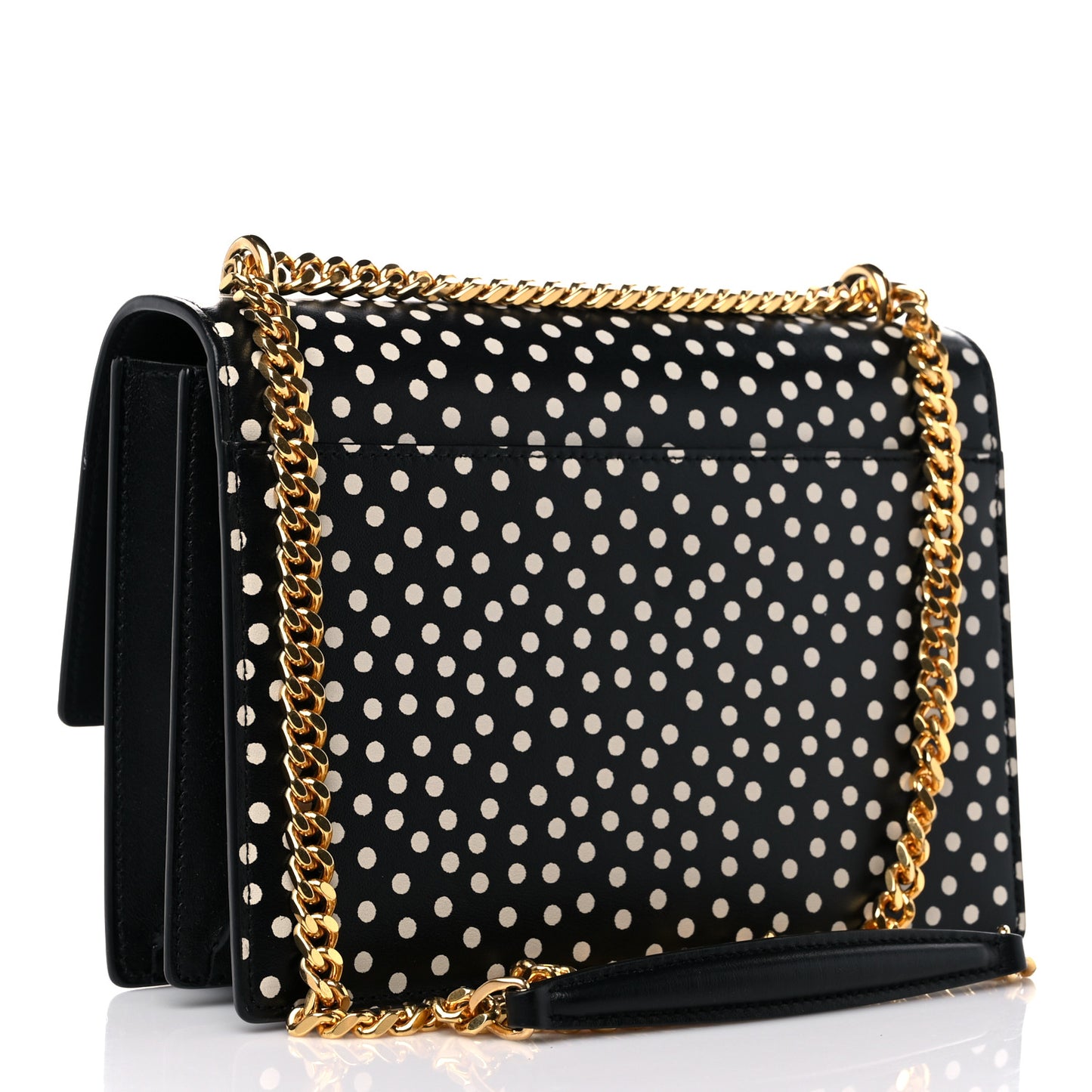 Calfskin Polka Dot Medium Monogram Sunset Black White