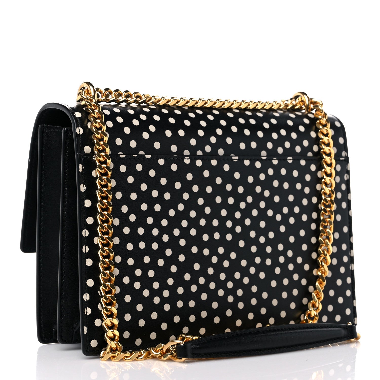 Saint Laurent Calfskin Polka Dot Medium Monogram Sunset Black White 3 of 11