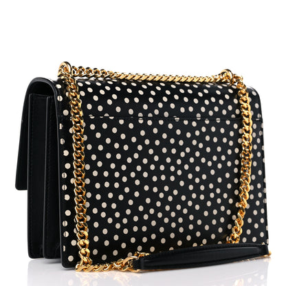 Saint Laurent Calfskin Polka Dot Medium Monogram Sunset Black White 3 of 11
