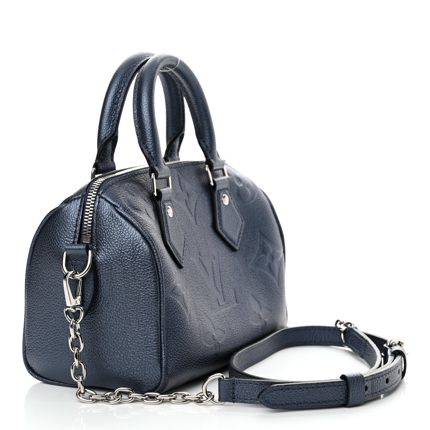 Louis Vuitton Metallic Empreinte Monogram Giant Speedy Bandouliere 20 Navy Nacre 3 of 10